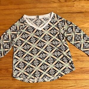 Pj Couture Black and Cream Patterned Top